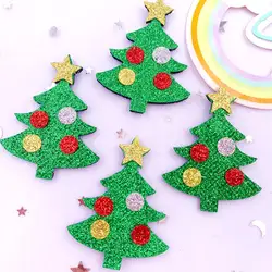 10pcs Felt Fabric Colorful Glitter Bepowder Cartoon Star Christmas Tree Patch Applique Sewing DIY Hair Bow Accessories Craft