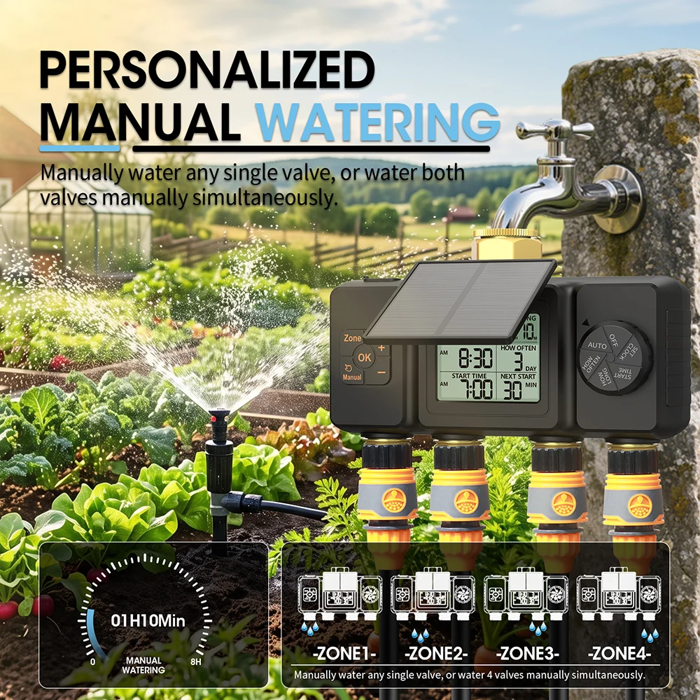 4-Zone Solar Powered Irrigatio - Power Zone Outdoor Timer ulasan dan harga