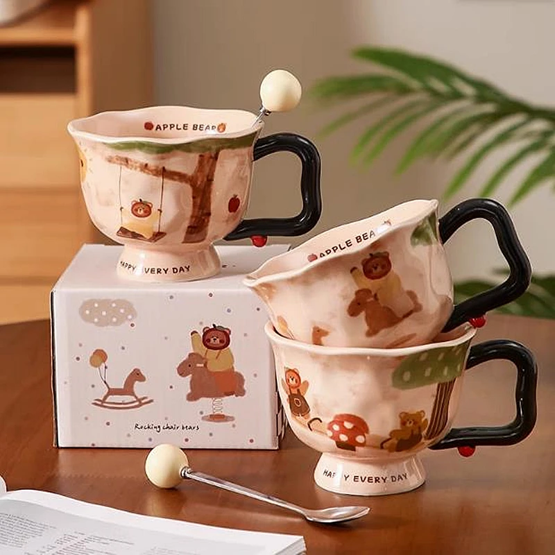 Mug Creative Art Sense Ceramic Mug 2025 New Female Office Home Breakfast Coffee Cup Companion Gift