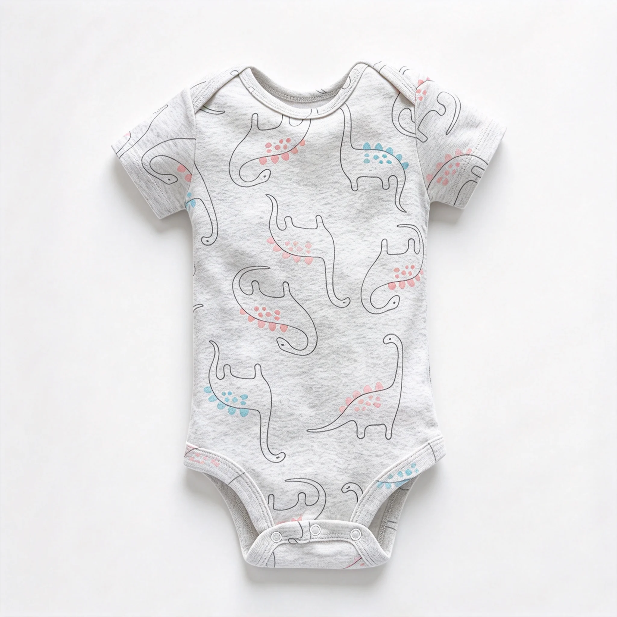 Dinosaur Print Baby Bodysuit 3-24M Unisex Short Sleeve Cotton Infant Romper Snap Crotch Onesie