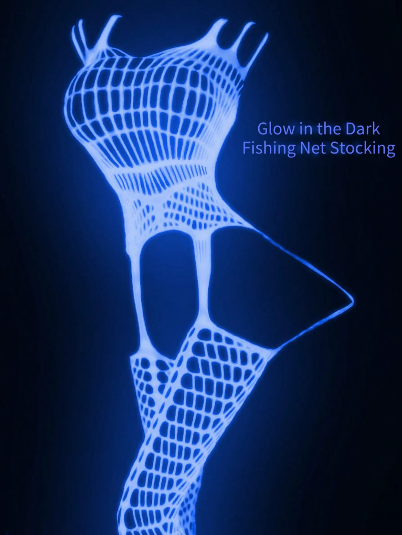 

Glow in the Dark Blue Fishnet Stockings for Women, Sexy Lingerie for Raves, Halloween & Nightclubs
