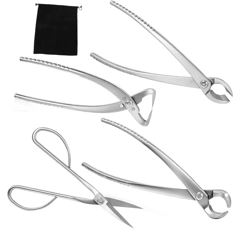 ABHI-Ashinaga Bonsai Scissors Kit(4 Pcs), Heavy Duty Bonsai Tool Set- Includes Concave& Knob Cutter, Trunk Splitter, Storage