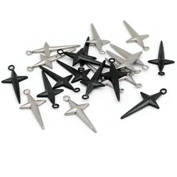 10Pcs/Lot Stainless Steel Charms Cross Charms Gothic Pendants for DIY Handmade Necklace Earrings Jewelry Making Accessories