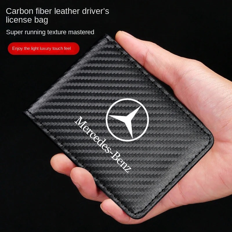 Car Carbon Fiber Wallet Driver's License ID Passport Card Set For Mercedes Benz AMG C E S GLE CLC W204 W203 CLS GLA GLE Class