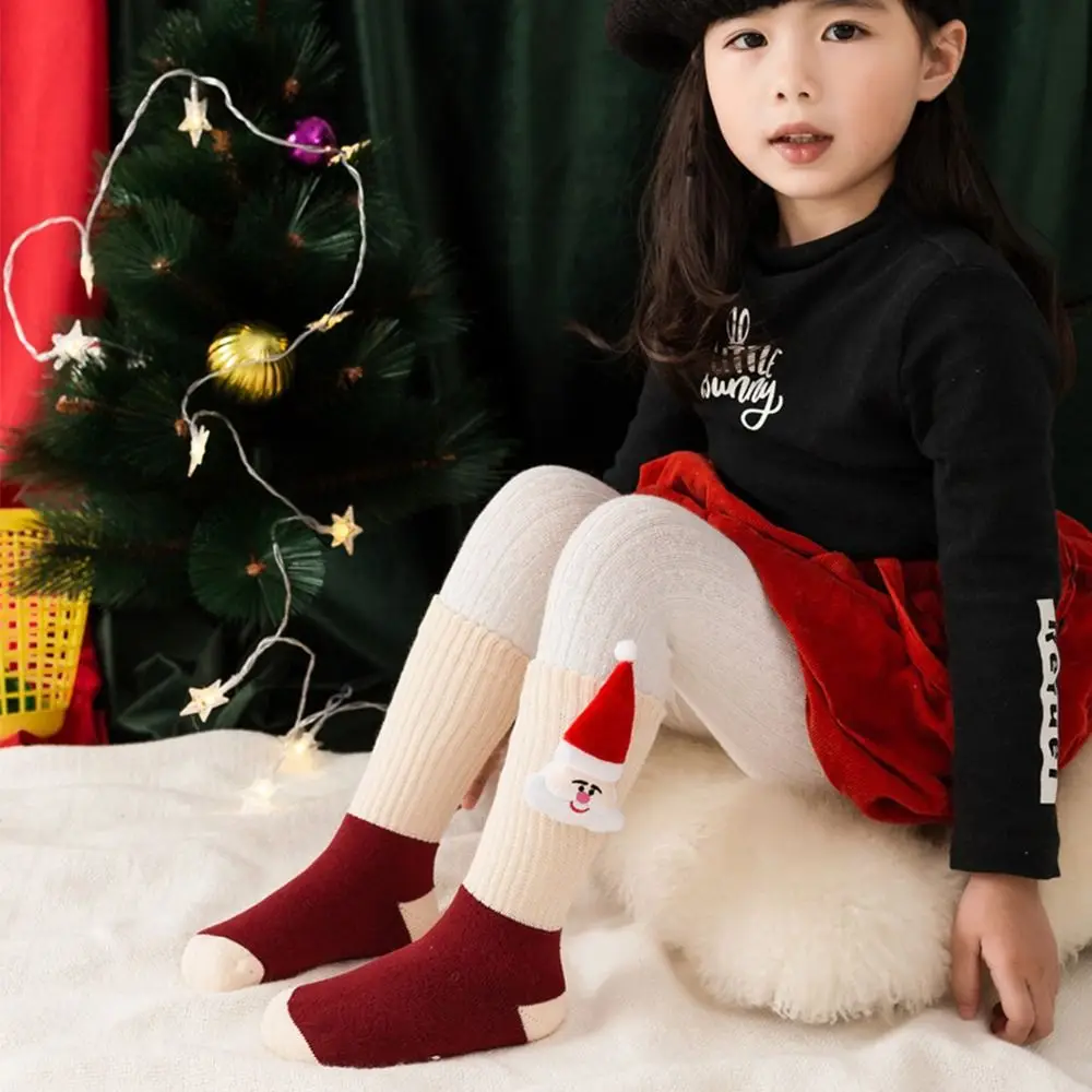 Comfortable Cotton Children Christmas Socks Santa Claus Doll Cartoon Hosiery Elk Christmas Tree Mid-Tube Socks Girls