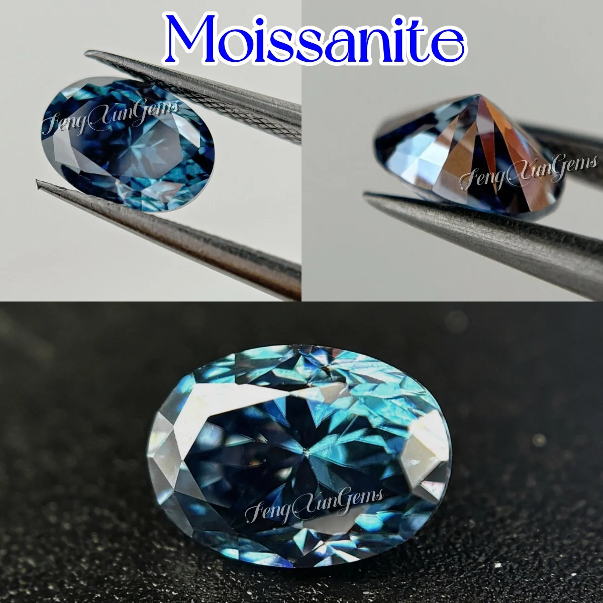 

Deep Blue Oval Lab Grown diamond Loose Moissanite Stones 0.2~8ct With GRA Certificate Charm Gemstone For Jewelry Materials