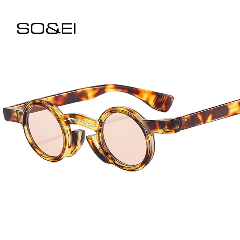 SO&EI Retro małe okrągłe Punk damskie okulary przeciwsłoneczne moda podwójny kolor mężczyźni trendy Hip Hop okulary przeciwsłoneczne odcienie UV400