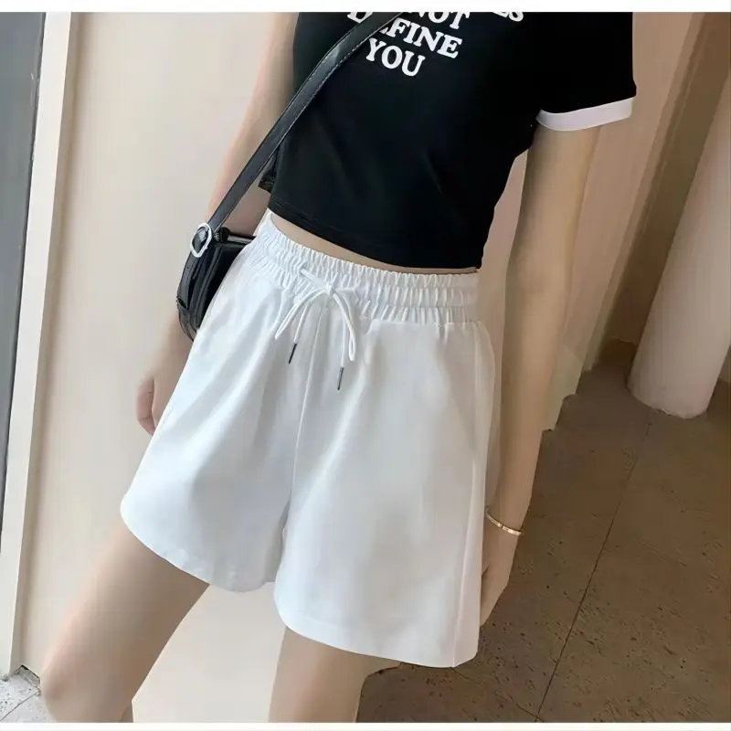 

Women's summer sports pocket solid color drawstring shorts beach shorts summer thin shorts loose sports pants