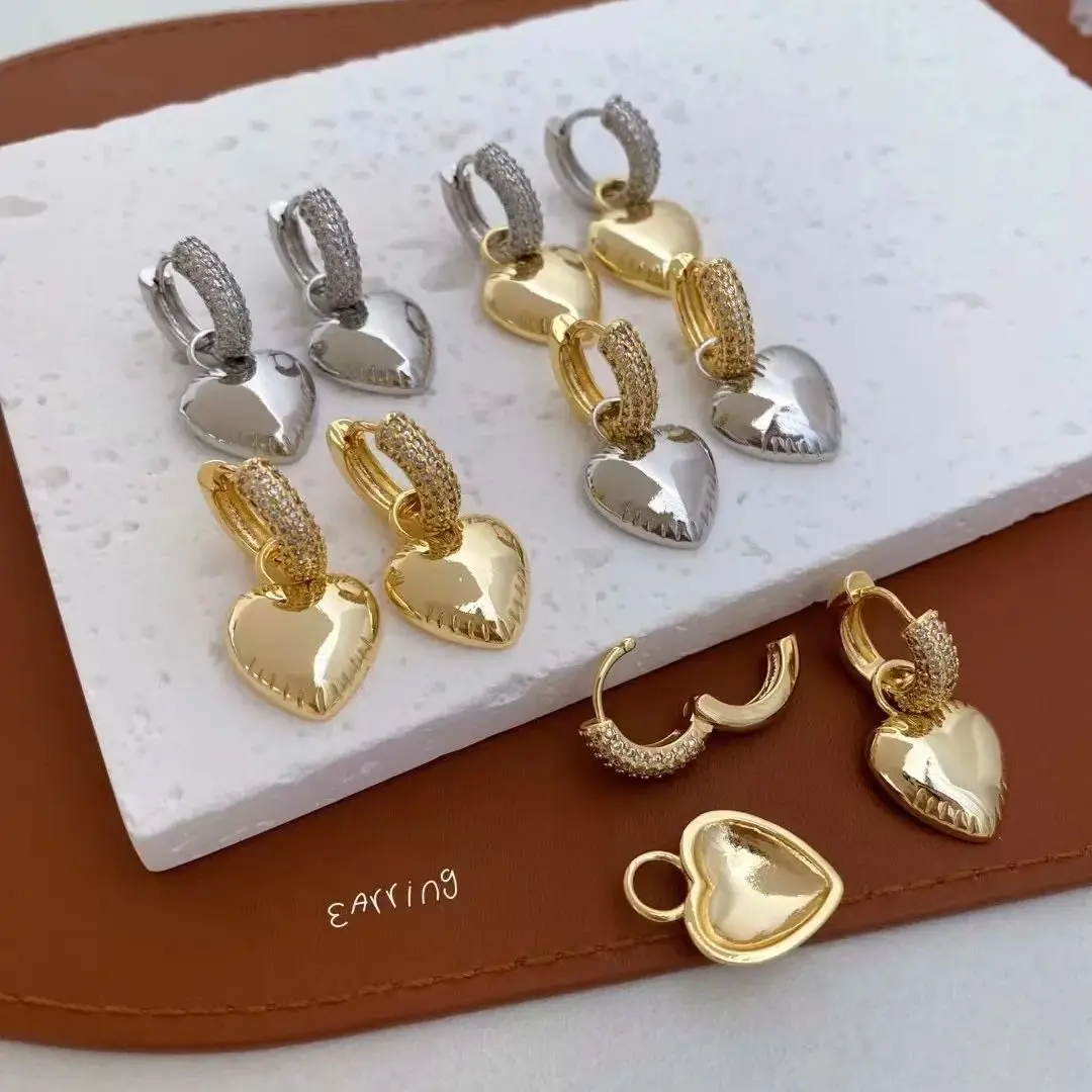 

5 Pairs, Vintage Love Heart Dangle Earrings For Women Gold Color Earrings Wedding Feamle Jewelry Party Gifts Bijoux Femme