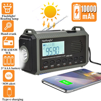 10000mAh Solar Charging Emergency Radio Hand Crank USB Charging FM AM SW WX  Radio with LED Falshlight Reading Lamp Power Bank