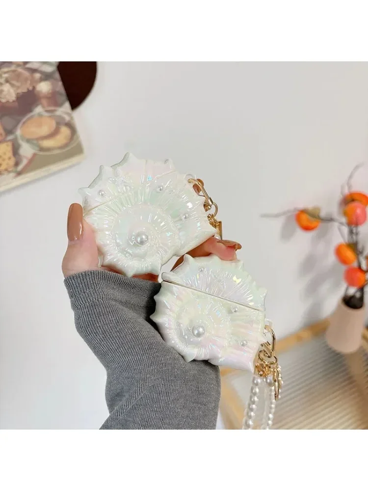 Luksusowe etui ochronne Conch Glitter z paskiem do słuchawek Huawei FreeBuds5i/6i/7i/SE2 SE3/FreeClip i AirPods4 — zdjęcie produktu 7