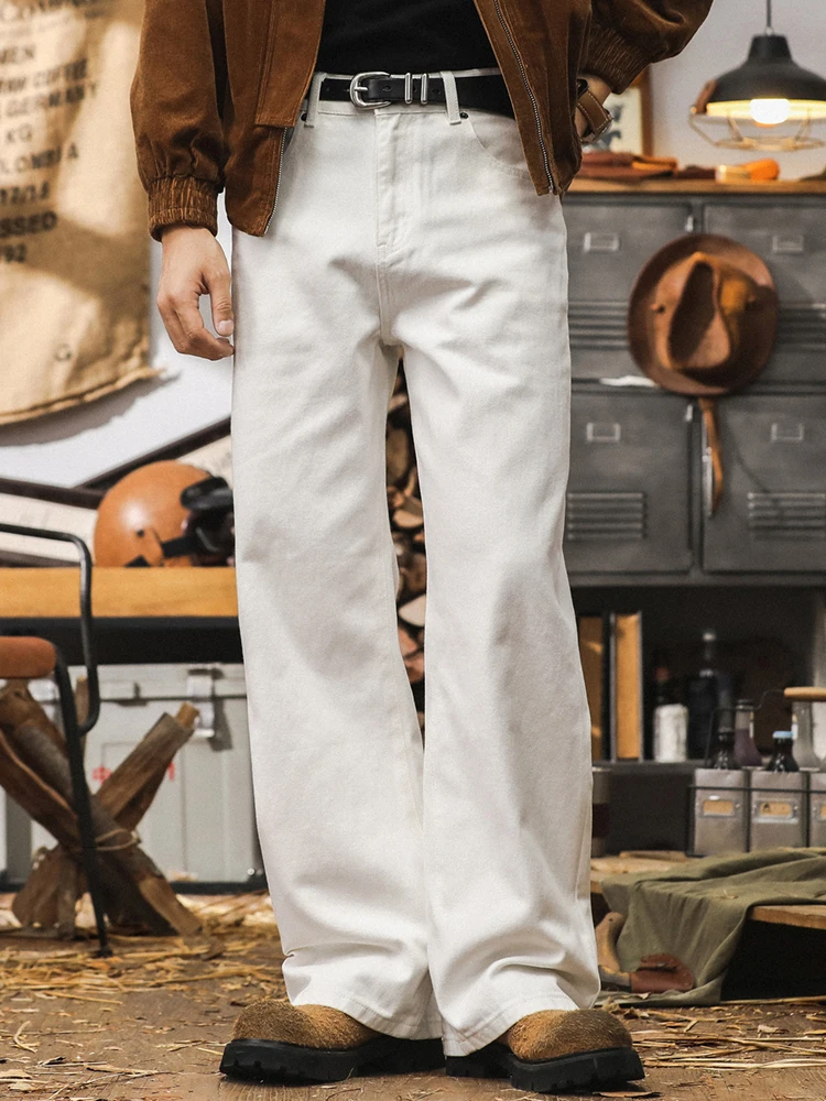 

Jir Белые прямые джинсы Мужские широкие повседневные брюки High Street Sle Осенние модные джинсовые джинсы из хлопка 00%