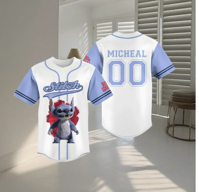 2025 New Disney Stitch Campus Style Baseball Jacket Student Party Trendy T-shirt Spring and Autumn Unisex Casual Sports Top