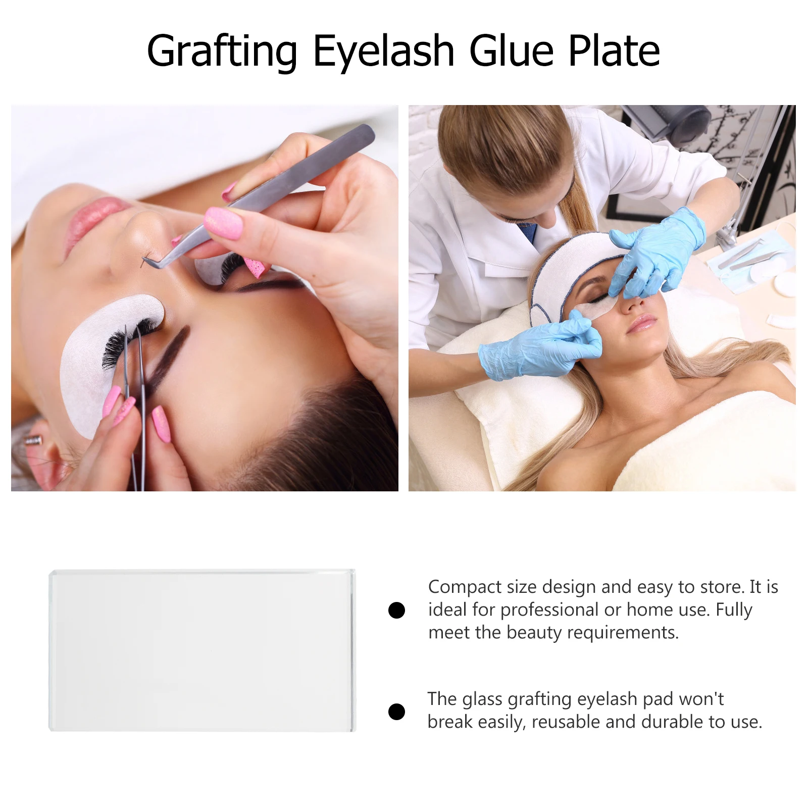 

Eyelash Grafting Tool Reusable Glass Pad Eyelash Extension Glue Pad Crystal Clear Smooth Edges Beauty Salon Supplies for Home