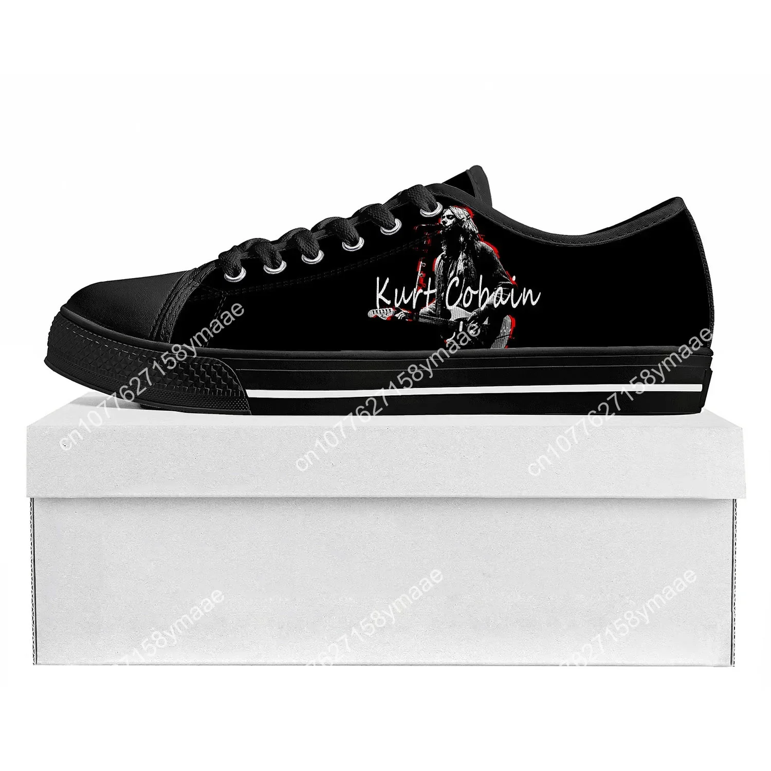 Kurt Cobain Low Top Sneakers Womens Mens Teenager High Quality Sneaker Canvas Casual Custom Made Shoes Customize Shoe Black