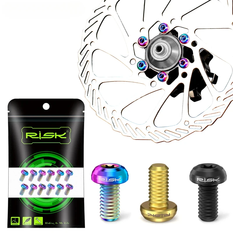 

RISK Титановый сплав T25 Болты ротора дискового тормоза M5x10 Винты Torx с цветком сливы для горного велосипеда