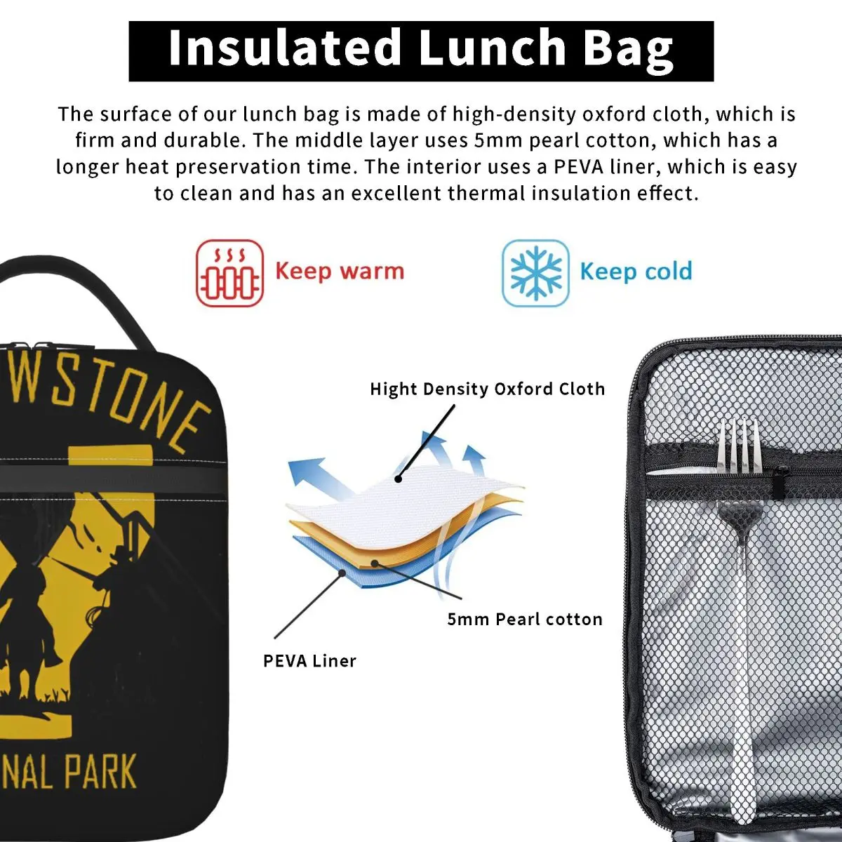 يلوستون داتون رانش مونتانا حقيبة الغداء المحمولة علب الاغذية الفتيات مكتب طباعة حقيبة للحفاظ على البرودة عادية أكسفورد الحرارية حمل حقائب اليد