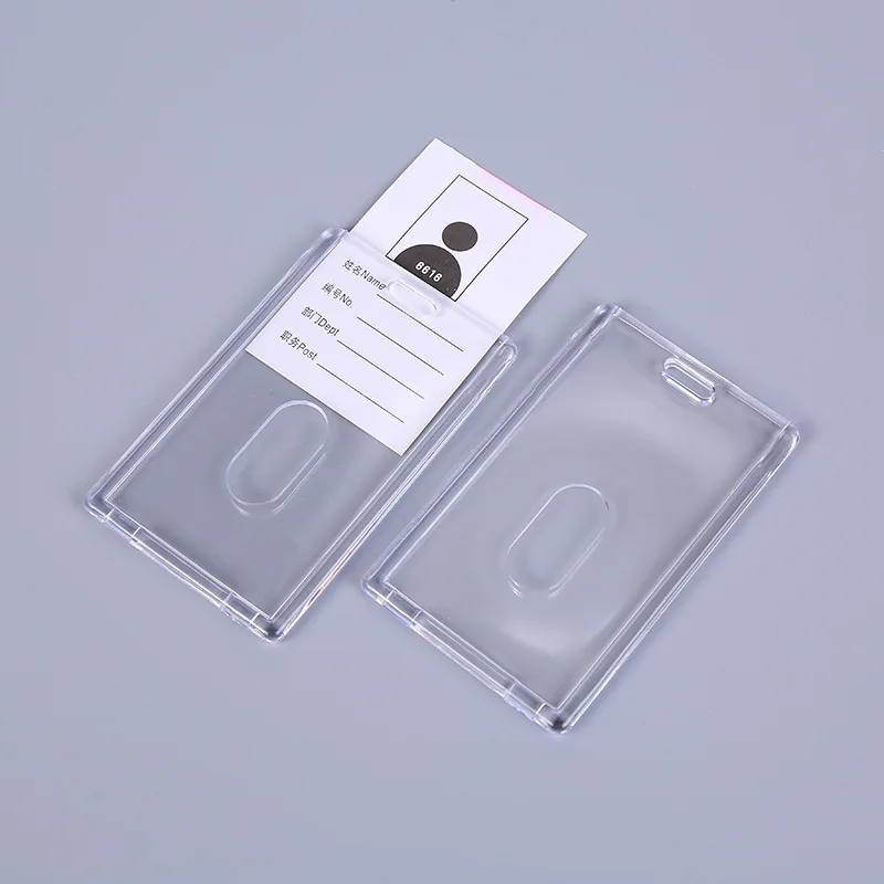 Funda transparente de doble cara para tarjetas de trabajo, funda de plástico acrílico para tarjetas de identificación, soporte para tarjetas de