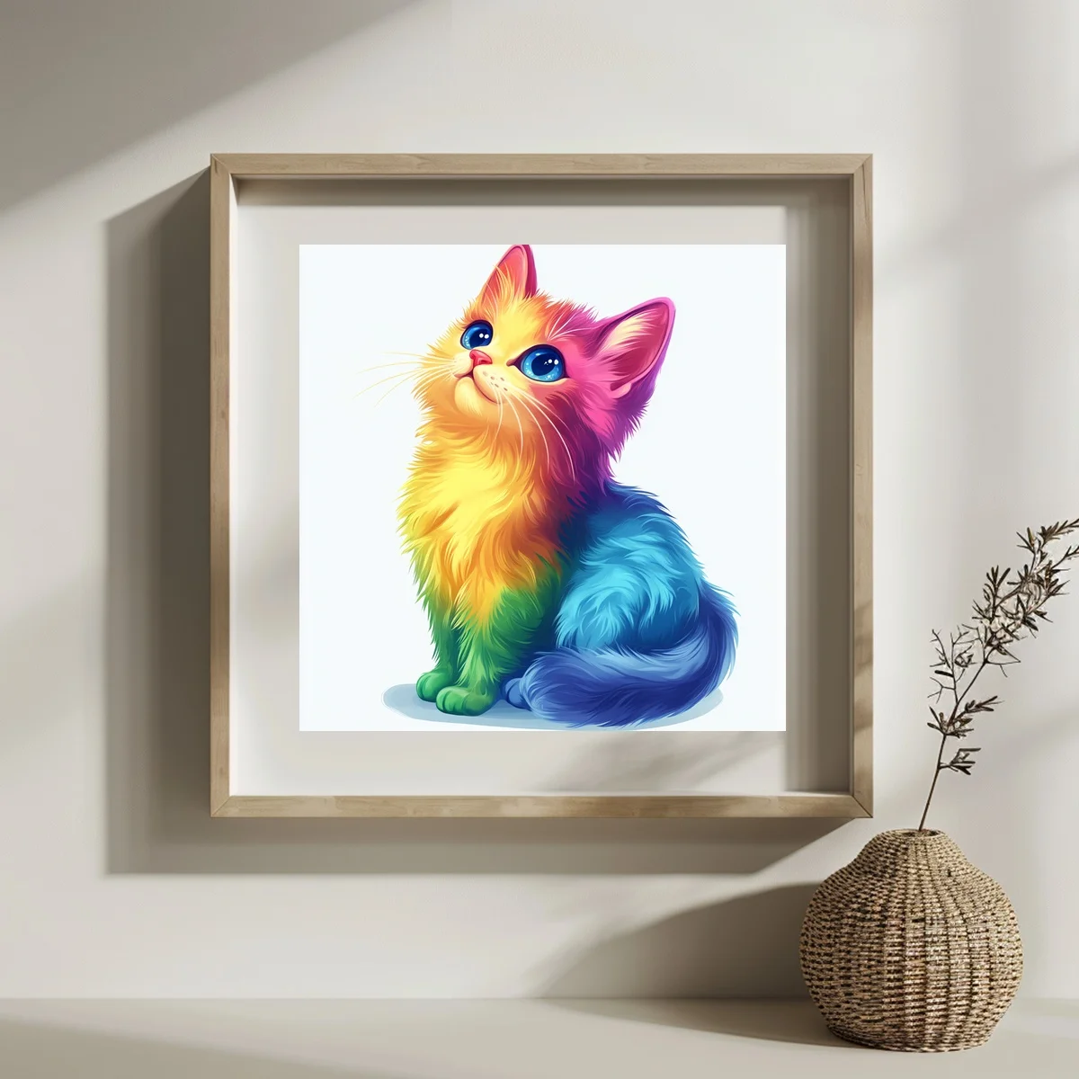 1 Stück 30x30 cm/11,8 Zoll, 11Ct/14Ct Kreuzstich-Set, DIY Valentinstagsgeschenk, Stickerei-Set für Festlichkeiten, Regenbogenkatze – Detail 2