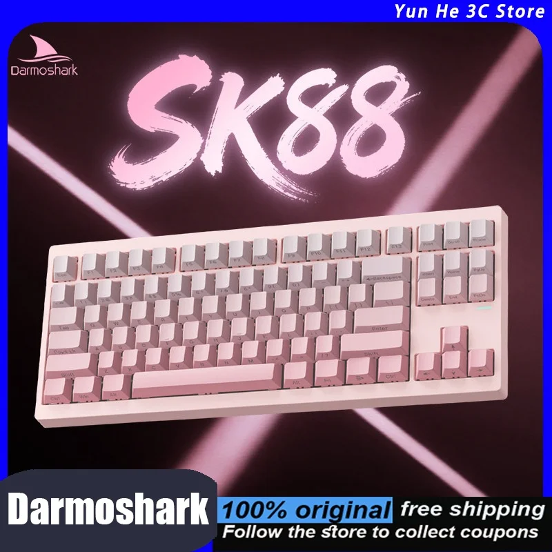 

Darmoshark Sk88pro Wireless Keyboard Three-Mode Switch Modules Customizable Full Hot-Swappable Mechanical Keys Ideal for Gaming