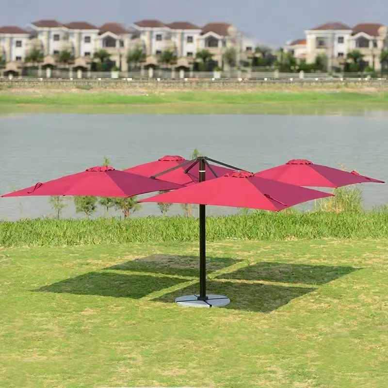 

Outdoor sunshade and waterproof, four-head umbrella, central column umbrella, suitable for courtyard square