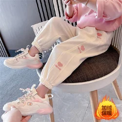 2023 Winter Girls Warm Pants Kids Clothes For Girls Pants Fashion Children Clothing 2-8 Years Autumn Baby Kids Plush Trousers