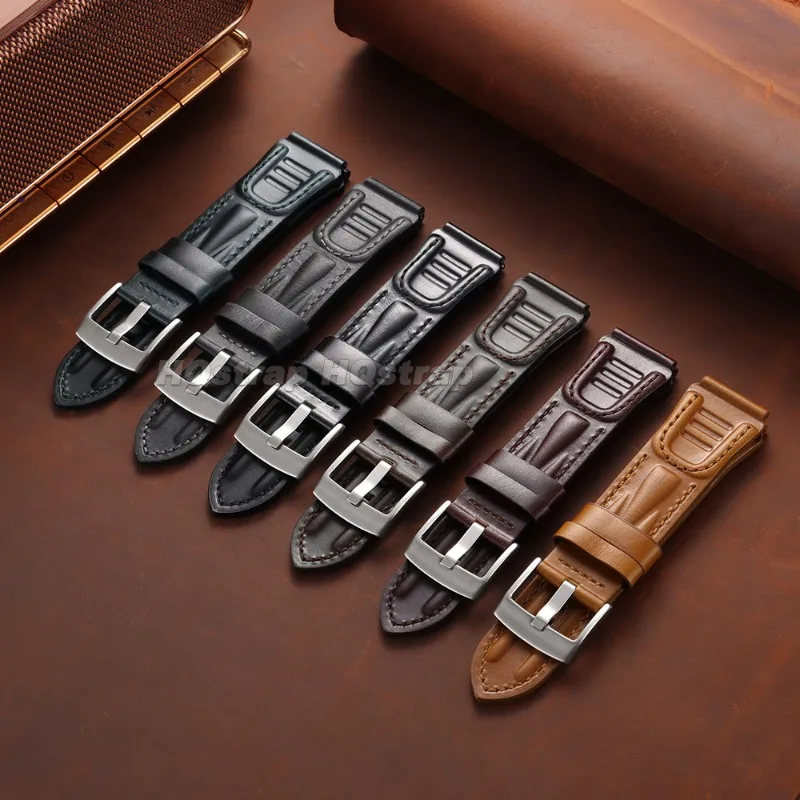 Vintage Oil Wax Leather Watch Band 18mm 20mm 22mm 24mm Thick Hand Stitched Cowhide Universal Strap Durable Retro Wrist Bracelet