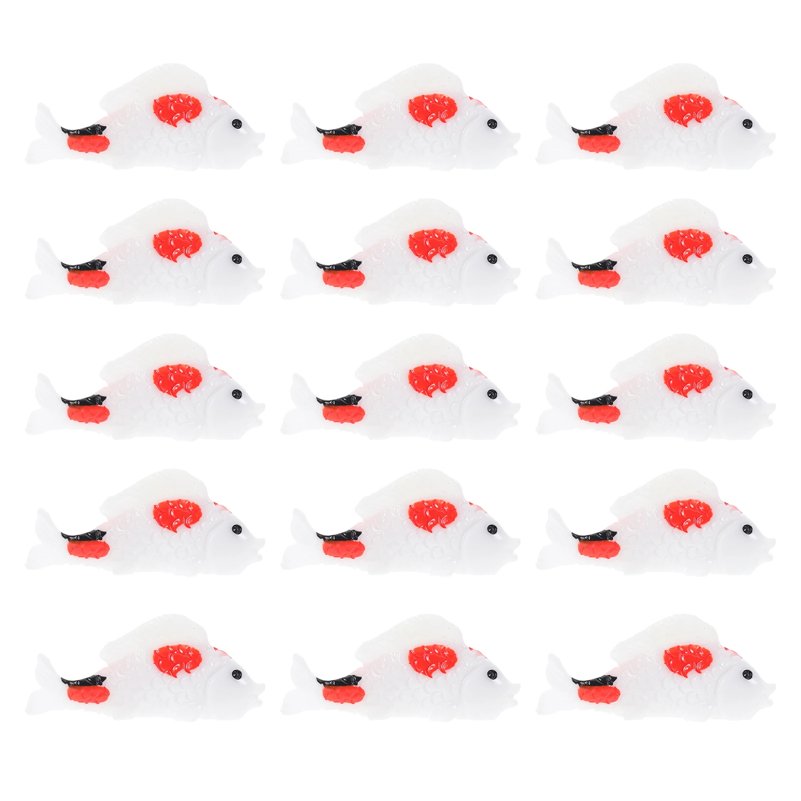

15 Pcs Resin Ornaments White Goldfish Decor Mini Figurine Adornment Home Office Garden Statue Landscaping Decoration
