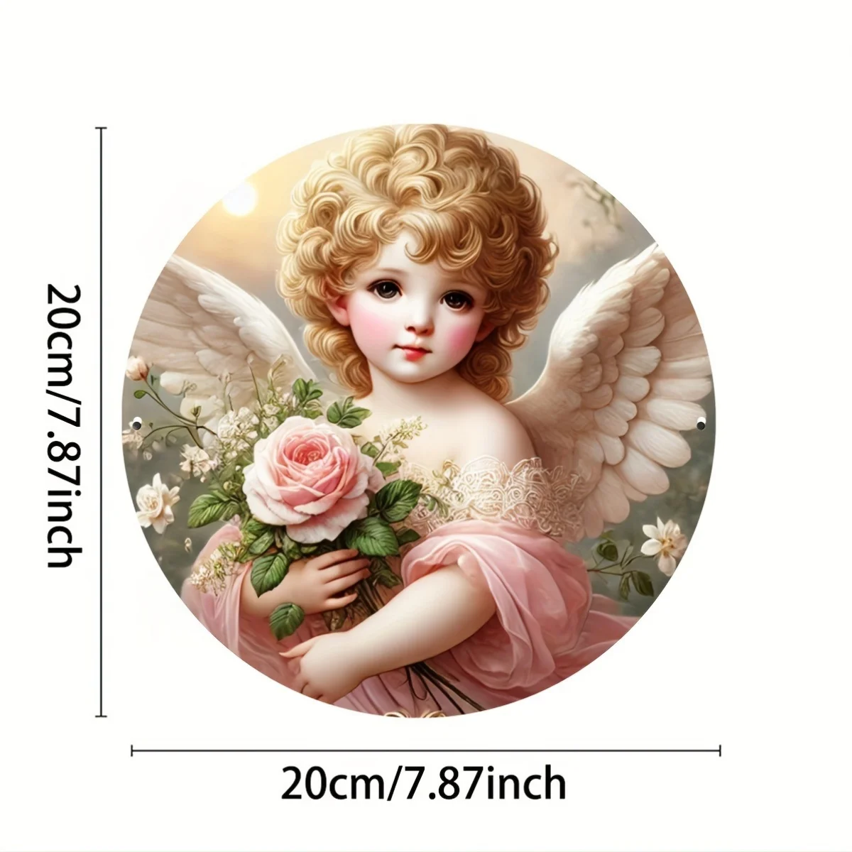 [2D Flat] One Piece, Two-Dimensional Flat Print, Little Angel Sun Catcher, Holiday Ornaments, Winter Decor, Circular Sign, Wreat