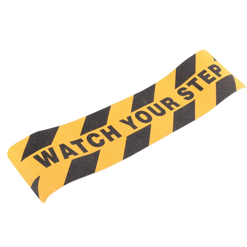 2X Watch Your Step Floor Decals Stickers 6X24 Inch Warning Sign Sticker Floor Tape Anti Slip Abrasive Tape Decal