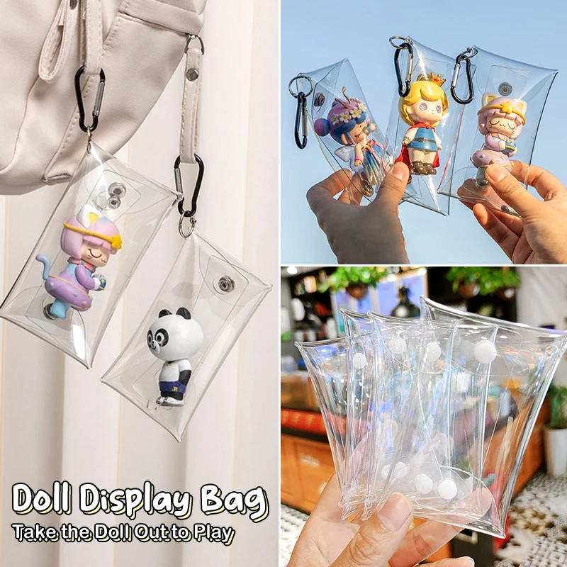 Mini Anime Doll Display Bag Transparent Coin Purse Keychain Pendant Square Pouch Organizer Key Lipstick Earphone Storage BagHot