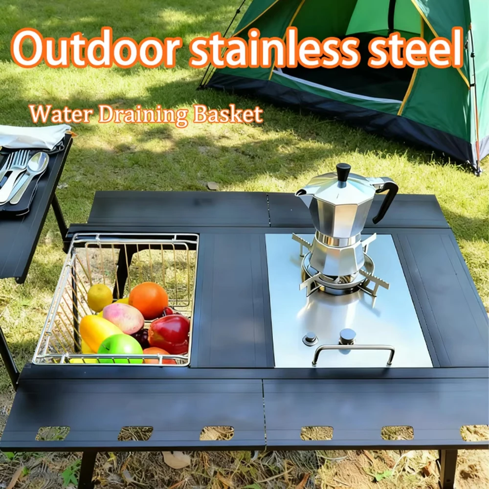 Pandatour Camping IGT Korb Faltbar 1 Stück Abtropfkorb Edelstahl Campingtisch-Korb Leichtgewichtig Tragbar Zubehör – Detail 12