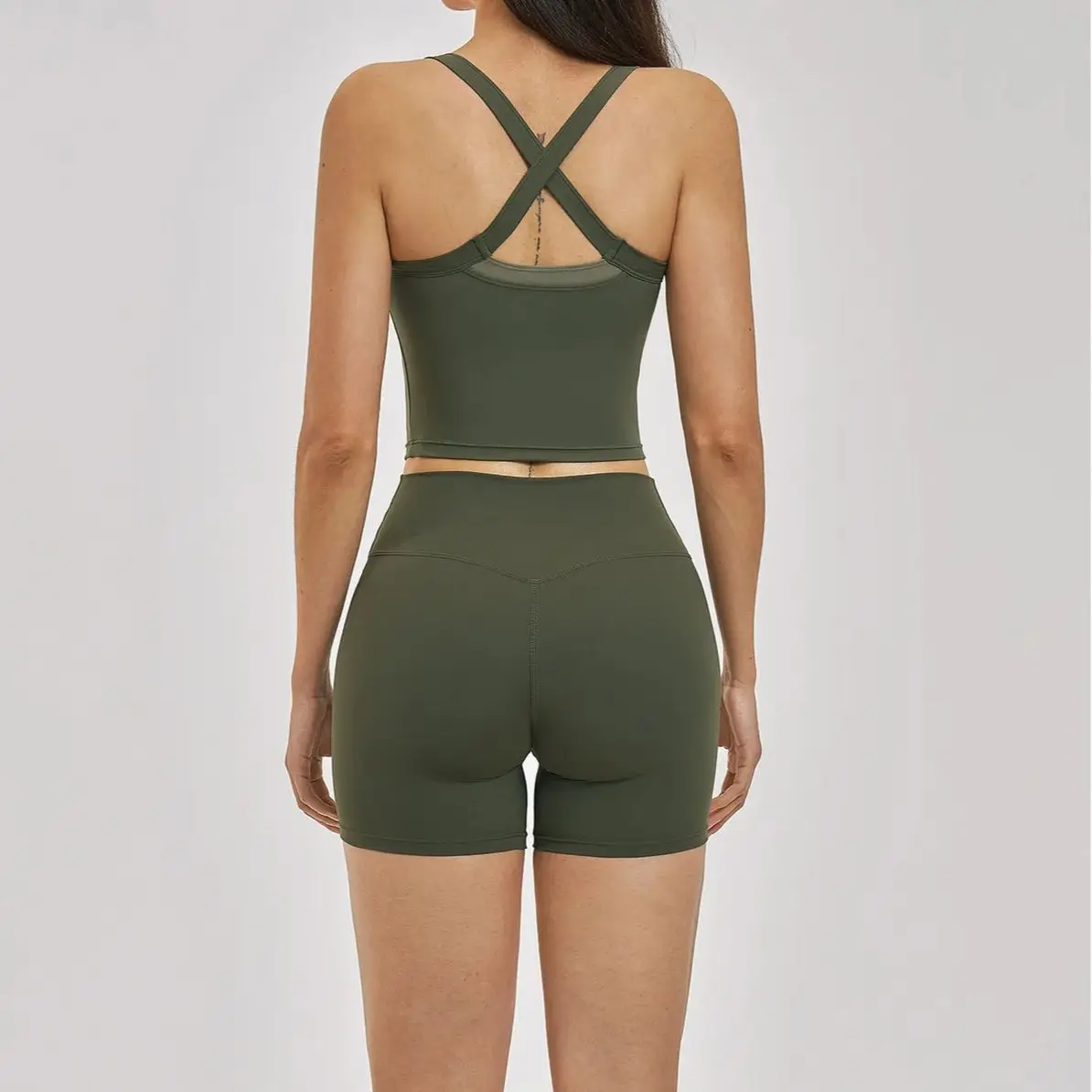 Ningyu Sports Set Cross Back Yoga Leisure Gym Set 2PCS Women Sport Running Yoga Set Quick-Dry Camisole Sport Bra Suit Sportswear