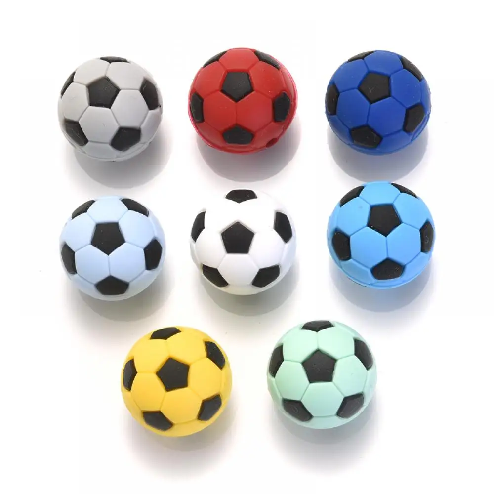 10Pcs Cartoon Soccer Ball Style Teether Chew Beads 19mm Round Silicone Beads For Jewelry Making DIY Baby Pacifier Chain Care Toy