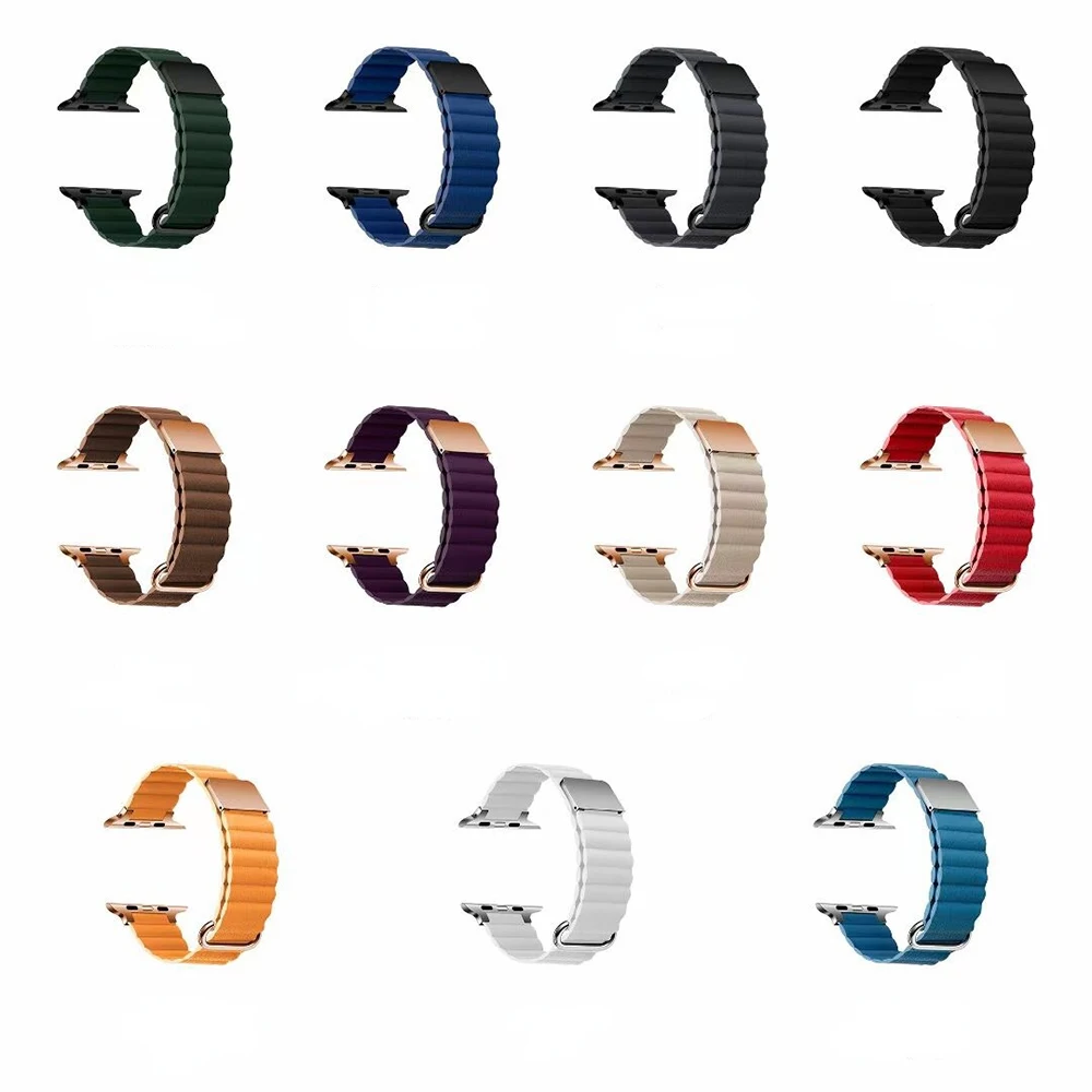 Leather Magnetic Loop Strap for Apple Watch Band 49mm 45mm 41mm 44mm 40mm 42 38mm Sport Bracelet for iWatch Series Ultra 87654SE
