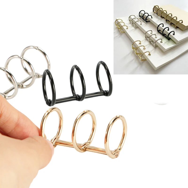 2pcs Metal 3 Rings Binder Notebook Hinged Rings Album Spiral Binder Rings Loose Leaf Circle Binding Clip Scrapbook Accessories