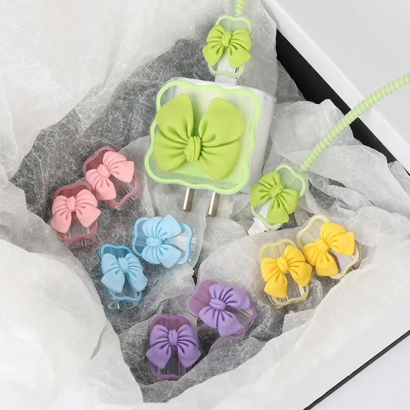 3D Bow Charger Cable Protector Cover for iPhone 20W 18W Charging Head Storage Bag Management Wire Cord Organizer Case New