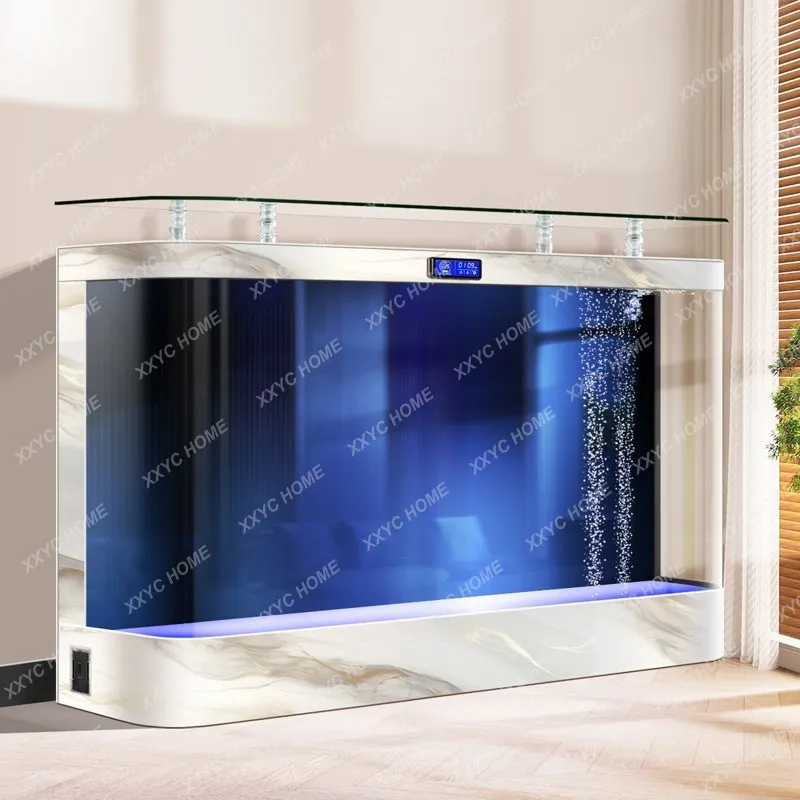 

DD1 large curved glass tank floor integrated molding high-end fish tank living room home wall high definition aquarium