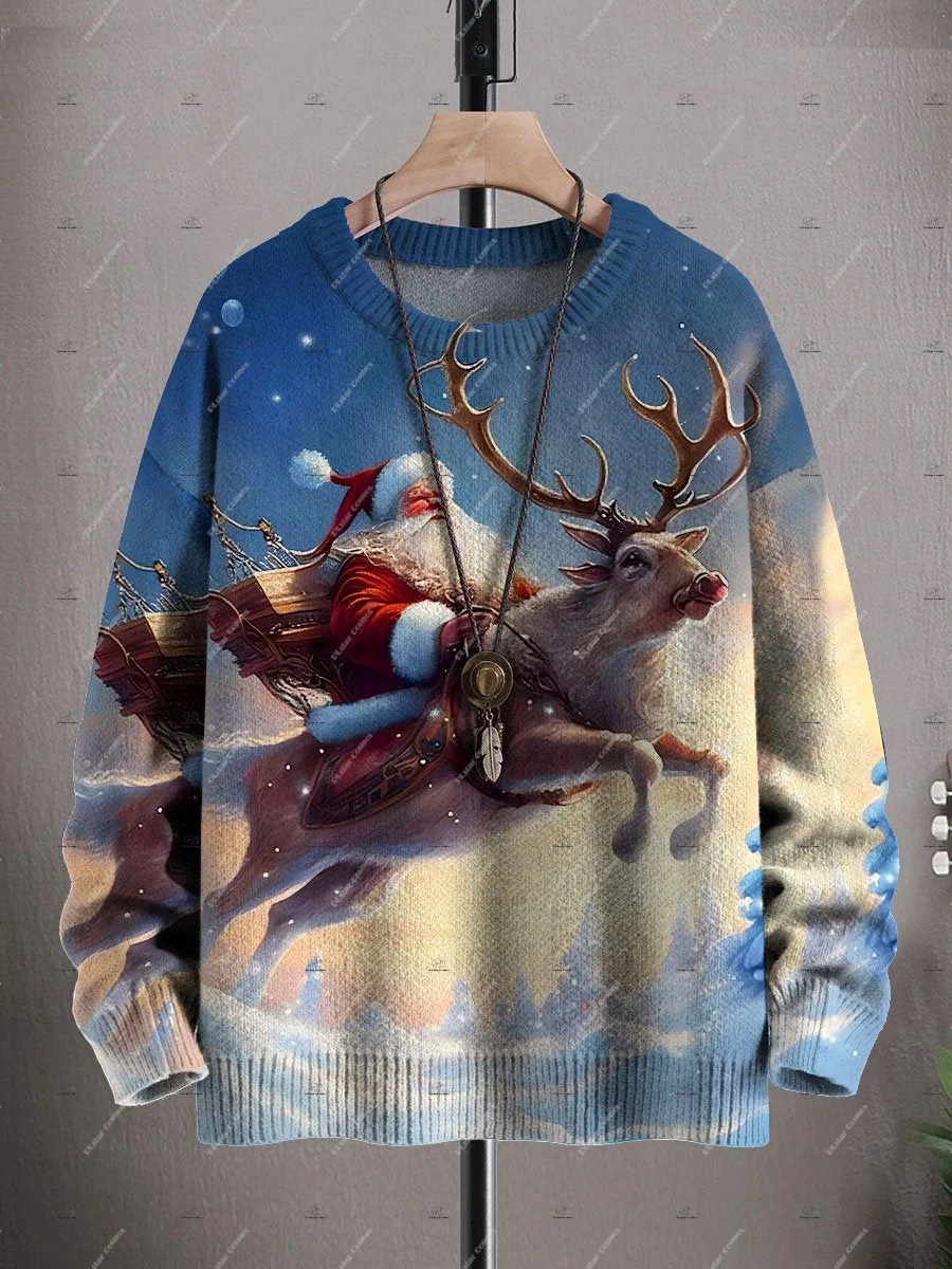 Christmas Santa Claus Pet Animal Skull Sweater Graffiti Retro Vintage 3DPrint Pullover Harajuku Casual Funny Winter Streetwear F