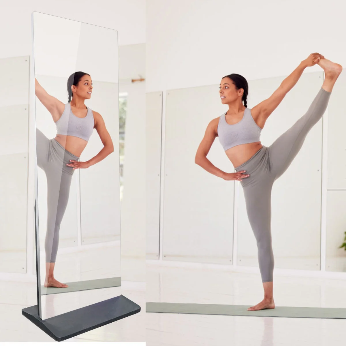 Yoga/Pilates/Aerobics/Dance Magic Smart Touch 43-Inch Floor Stand Android Smart Fitness Mirror 1920x1080 Resolution Wi-Fi