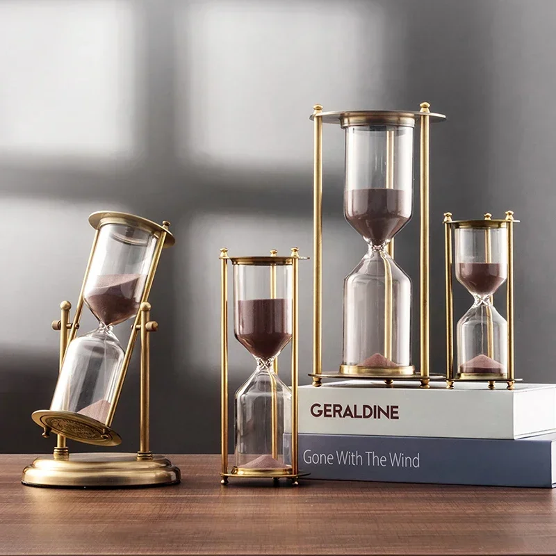 15/30/60min Creative Metal Hourglass Sand Timer European Retro Office Bookshelf Study Ornaments Decoration Sand Clock Timer