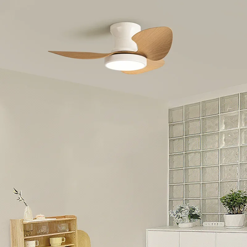 Modern simple children's room fan light, dining room bedroom intelligent voice ceiling fan light