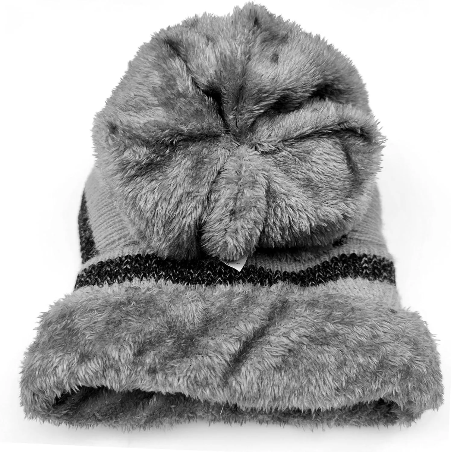 

Women Winter Beanie Hats One Piece Fleece Lined Knit Balaclavas Mask Set Skull Neck Circle Scarf Ski Snow Hat Pompom