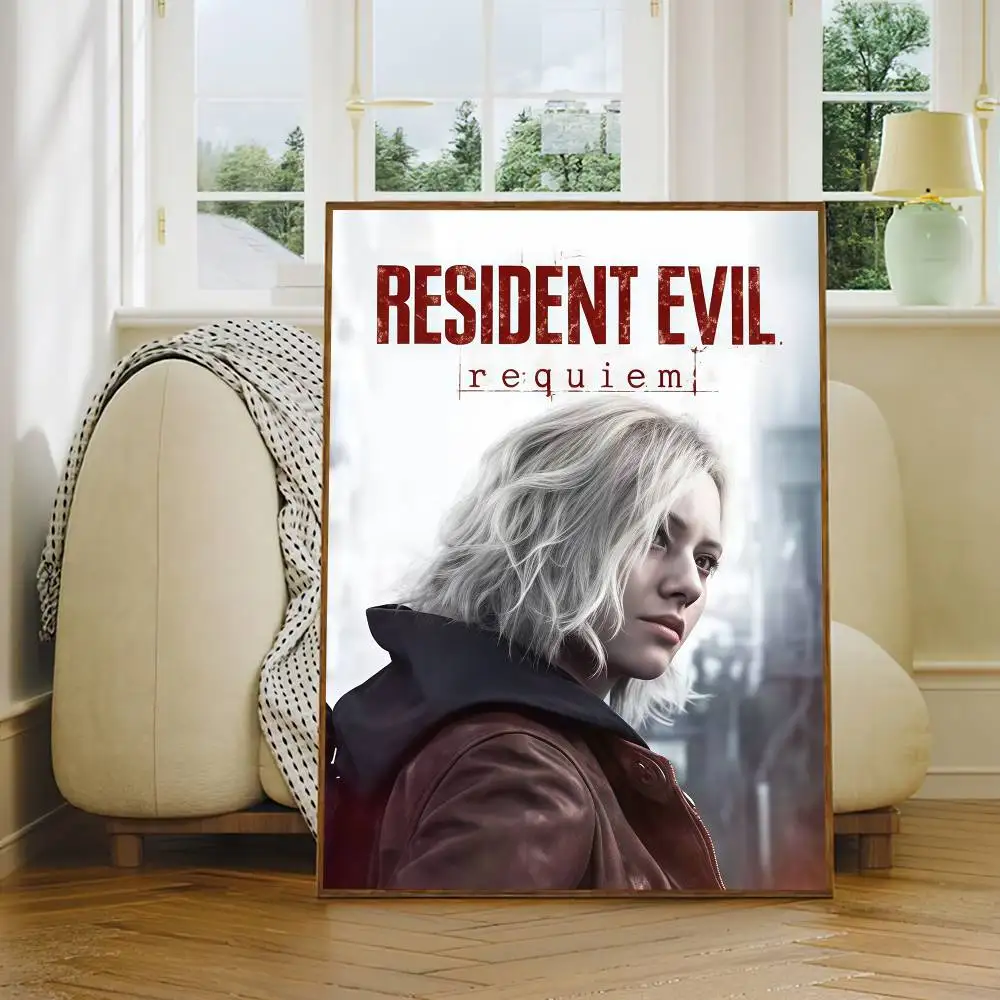 Game R-Resident Evil Requiem Poster Self Adhesive Decoration Bedroom Home Wall Sticker Prints Painting Living Room Office