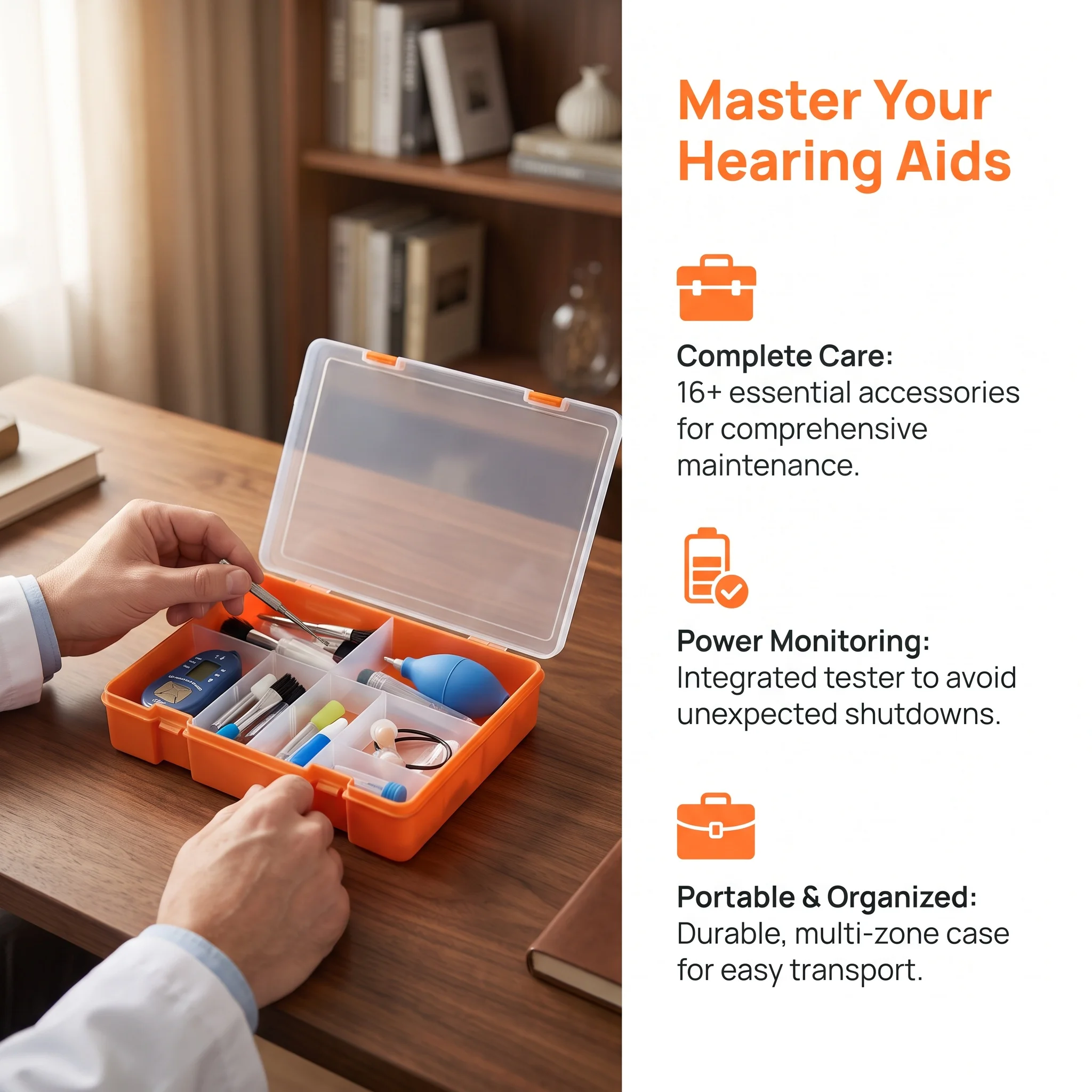 Professional Multi‑Purpose Hearing Aid Tool Set, Fitting Adjustment Cleaning Maintenance Repair Kit for Hearing Aid Accessories