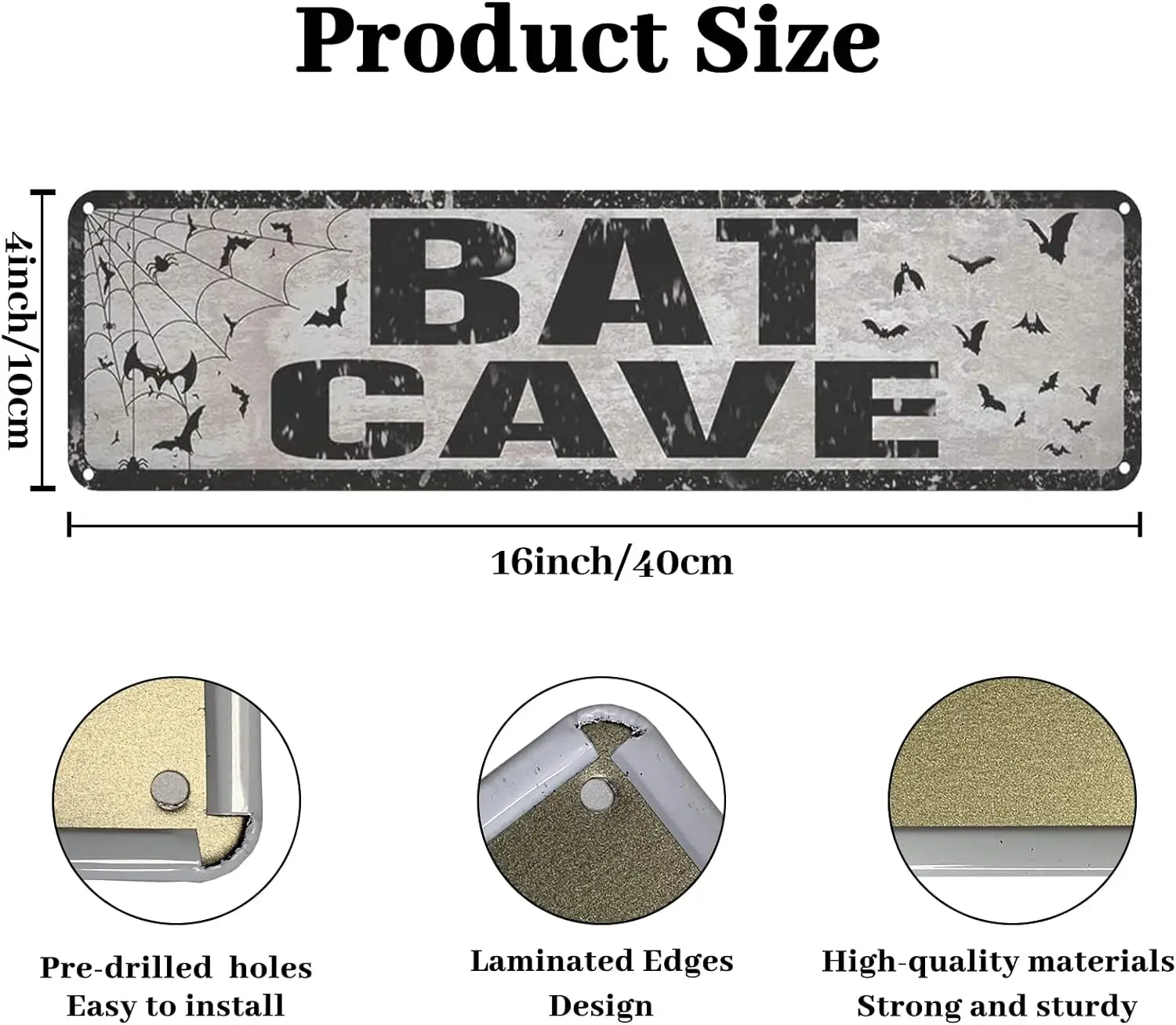 Bat Cave Metal Street Sign Vintage Rustic Decor Coffee Shop Bar Bedroom Home Wall Decoration Bat Cave Sign 4x16 Inch Man Cave Si