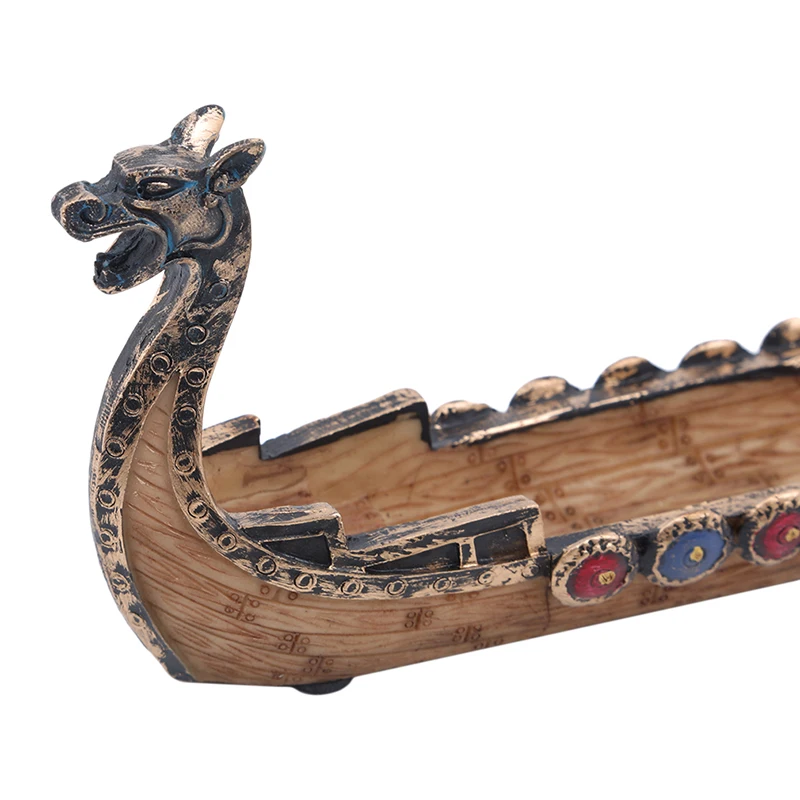 Retro Incense Burner Dragon Boat Incense Stick Holder Traditional Chinese Design Hand Carved Carving Censer Ornaments Home Decor