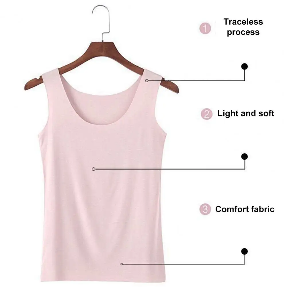 Women Top Seamless Solid Color Women's Summer Tank Top with Elastic Round Neck Breathable Fabric Sleeveless Pullover for Sports