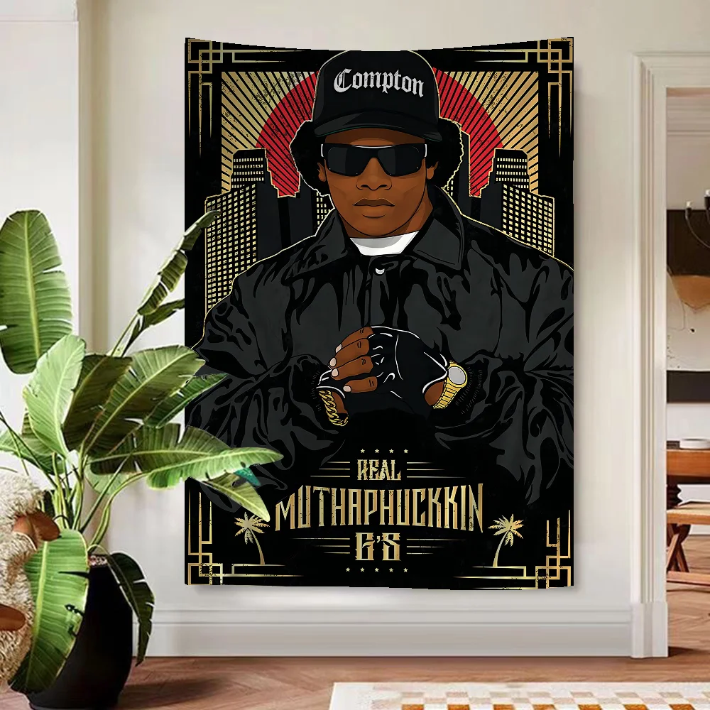 Hip Hop Music Stars Ice Cube Eazy-E Cartoon Tapestry Art Science Fiction Room Home Decor Wall Hanging Home Decor