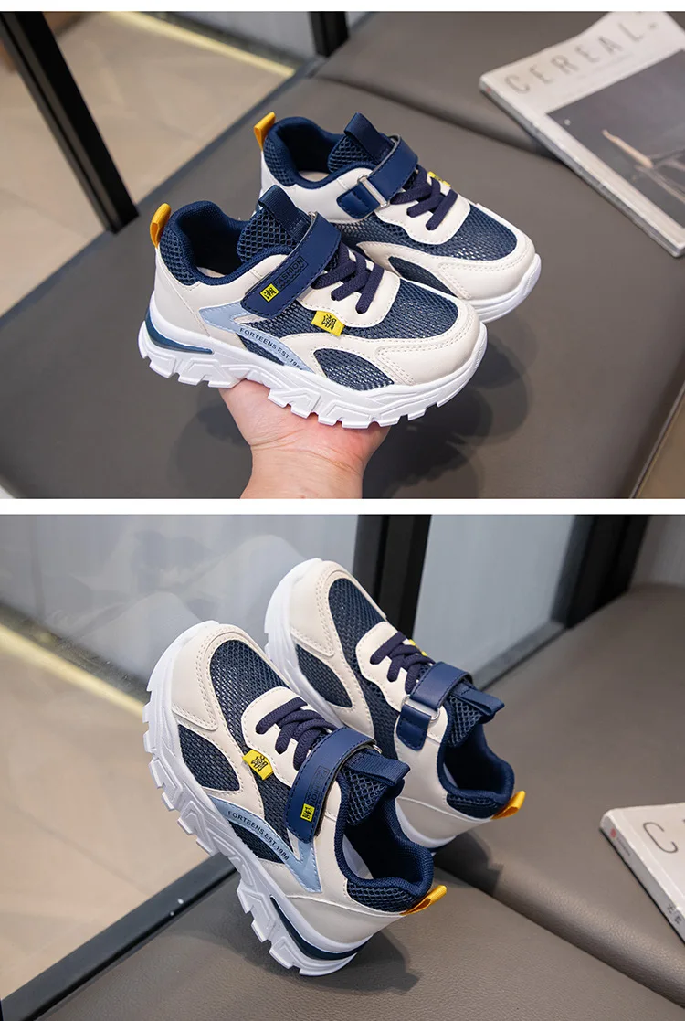 Kinder Turnschuhe Sportschuhe für Jungen Mode Leder Kinder Atmungsaktive Mesh Komfort Schuhe Casual Walking Outdoor Laufschuhe – Detail 14